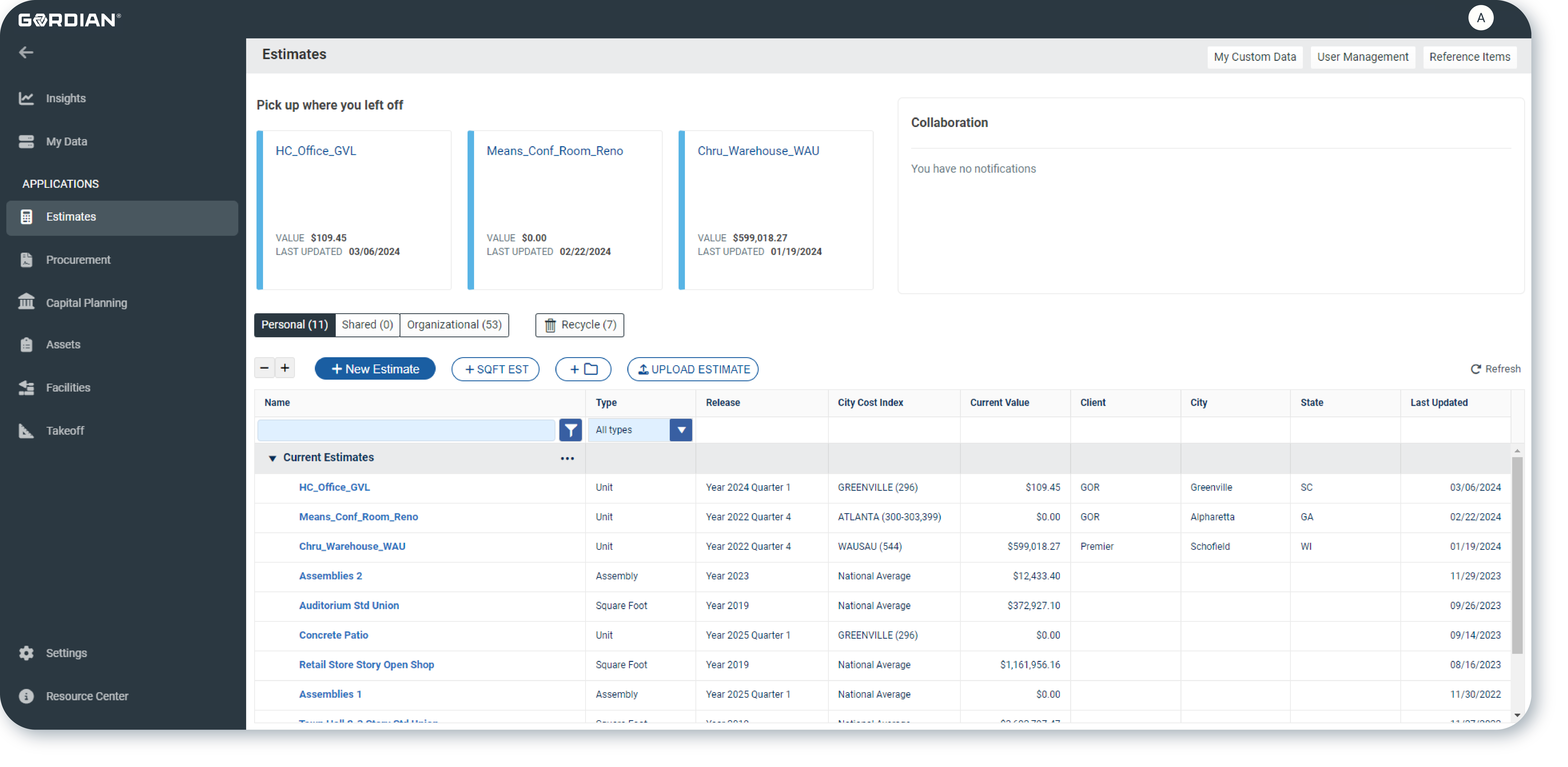 RSMeans Data Online on Gordian Cloud Platform